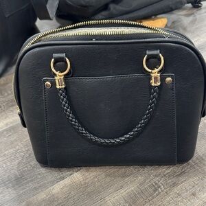 Madison West Black Crossbody Bag with Gold Accents